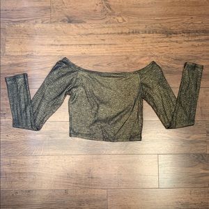 Forever 21 Crop Top Gold Off the Shoulder size S